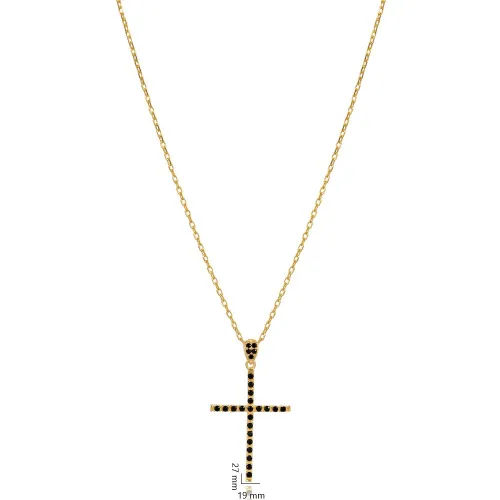 Turkish Black CZ Cross 925 Sterling Silver Necklace Turkish Black CZ Cross 925 Sterling Silver Necklace