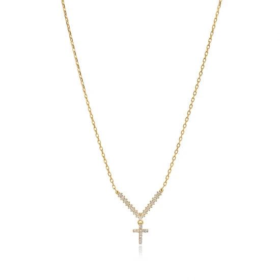 Minimal Cross CZ 925 Sterling Silver Necklace
