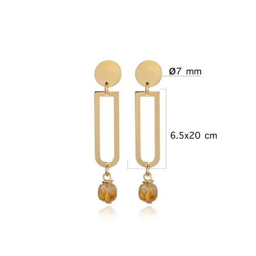 Plain Geometric Shape Citrine Sterling Silver Earrings