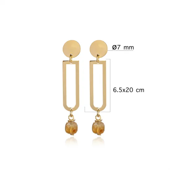 Plain Geometric Shape Citrine Sterling Silver Earrings Plain Geometric Shape Citrine Sterling Silver Earrings
