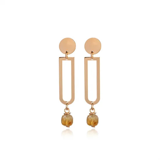 Plain Geometric Shape Citrine Sterling Silver Earrings Plain Geometric Shape Citrine Sterling Silver Earrings