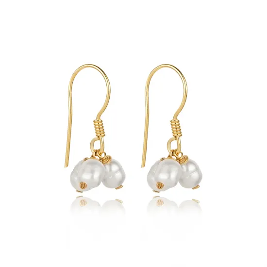 Triple Pearl Design Hook Earrings Triple Pearl Design Hook Earrings