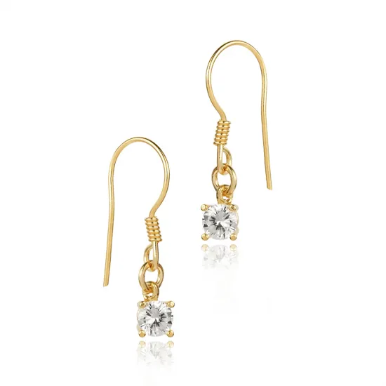 Dainty CZ Shape Hook 925 Sterling Silver Earrings Dainty CZ Shape Hook 925 Sterling Silver Earrings