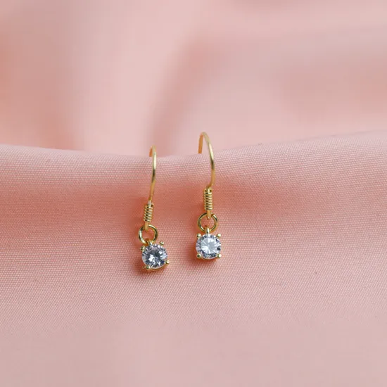 Dainty CZ Shape Hook 925 Sterling Silver Earrings Dainty CZ Shape Hook 925 Sterling Silver Earrings