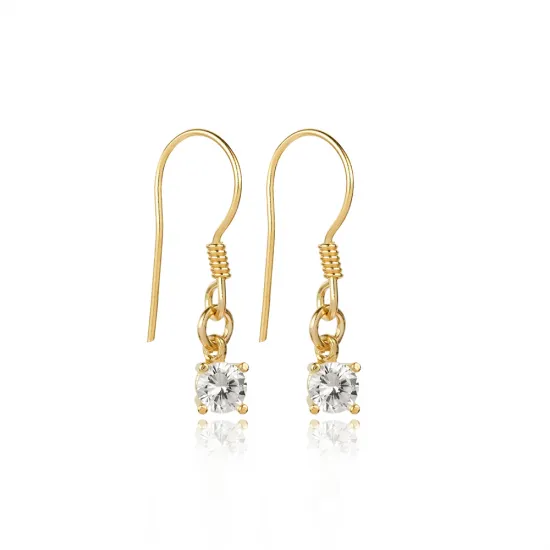 Dainty CZ Shape Hook 925 Sterling Silver Earrings Dainty CZ Shape Hook 925 Sterling Silver Earrings
