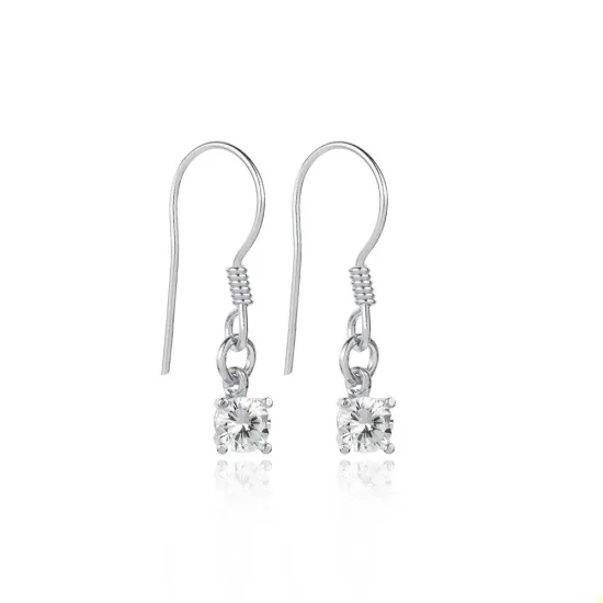 Dainty CZ Shape Hook 925 Sterling Silver Earrings Dainty CZ Shape Hook 925 Sterling Silver Earrings