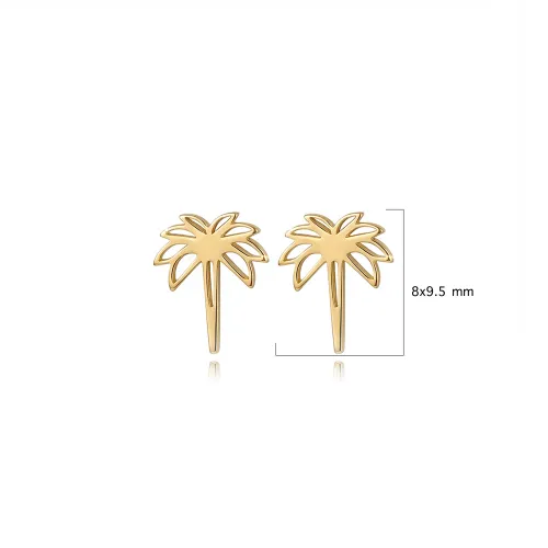 Plain Tiny Palm Tree 925 Sterling Silver Earrings