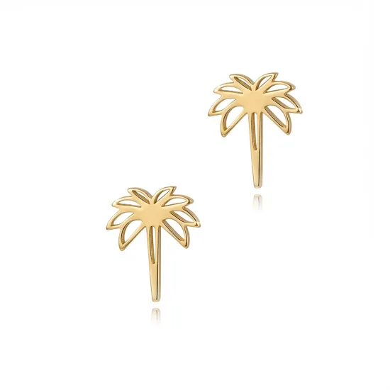 Plain Tiny Palm Tree 925 Stud Earrings Plain Tiny Palm Tree 925 Stud Earrings
