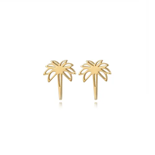 Plain Tiny Palm Tree 925 Sterling Silver Earrings