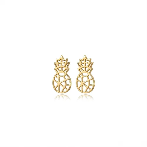 Tiny Plain Pineapple 925 Sterling Silver Earrings