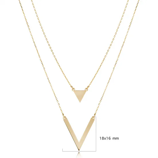 Plain Triangle Layered 925 Sterling Silver Necklace