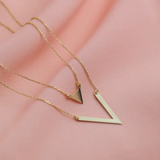 Plain Triangle Layered 925 Sterling Silver Necklace