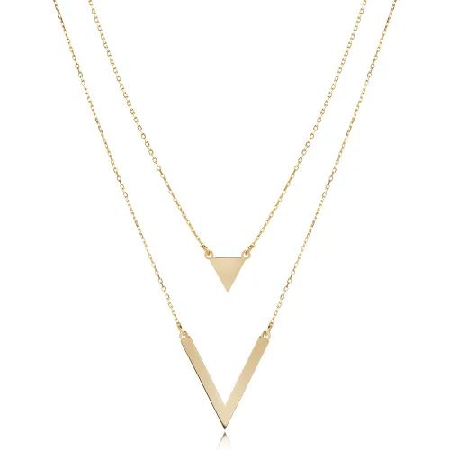 Plain Triangle Layered 925 Sterling Silver Necklace