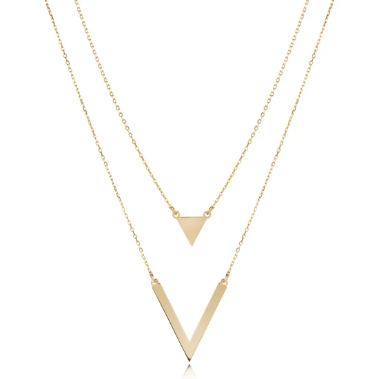 Plain Triangle Layered 925 Sterling Silver Necklace - Sade 925 Silver Jewelry