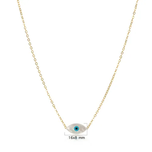 Evil Eye Mother Of Pearl Sterling Silver Necklace