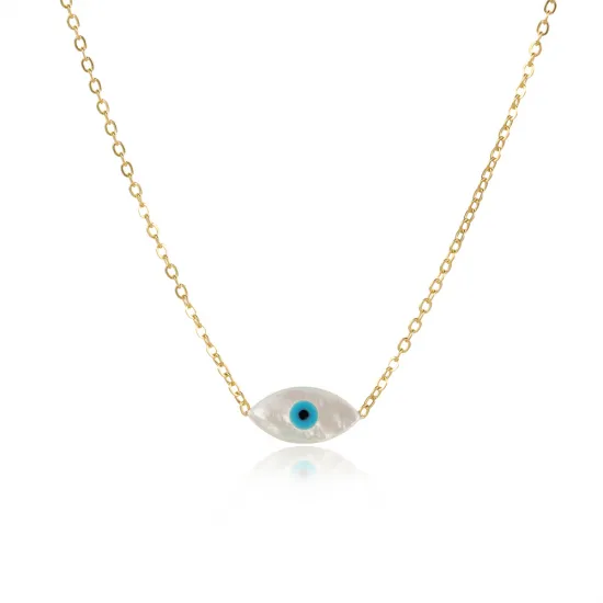 Evil Eye Mother Of Pearl Sterling Silver Necklace