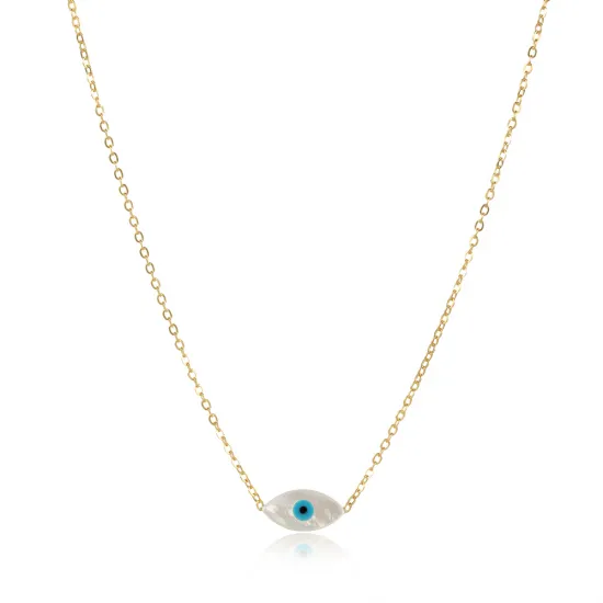 Evil Eye Mother Of Pearl Sterling Silver Necklace