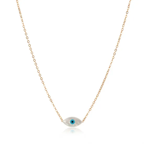Evil Eye Mother Of Pearl Sterling Silver Necklace