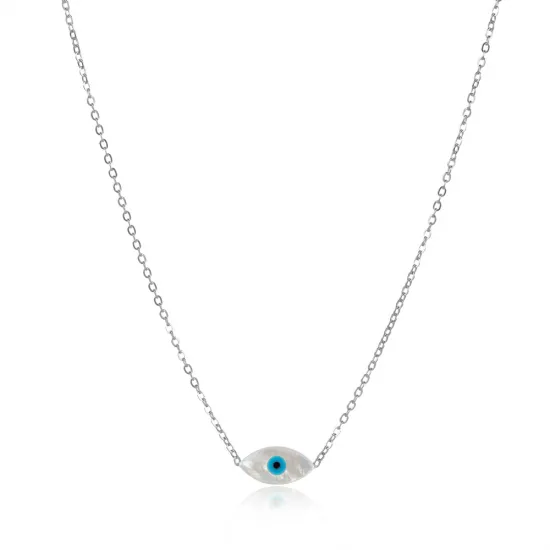 Evil Eye Mother Of Pearl Sterling Silver Necklace