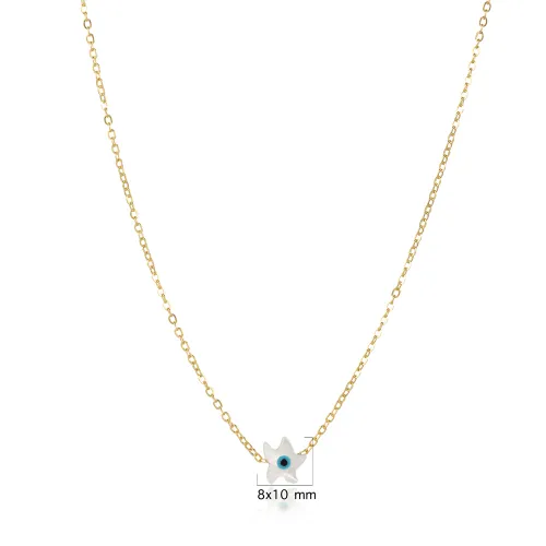 Mother Of Pearl Evil Eye 925 Sterling Silver Necklace