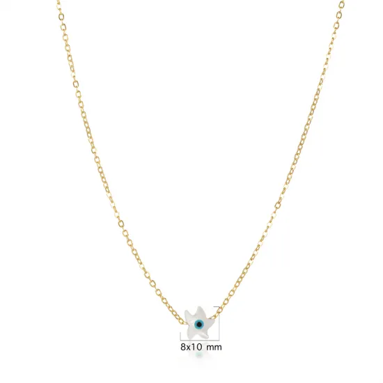 Mother Of Pearl Evil Eye 925 Sterling Silver Necklace