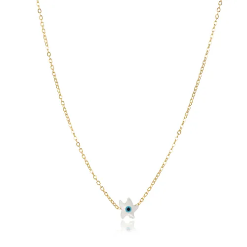 Mother Of Pearl Evil Eye 925 Sterling Silver Necklace
