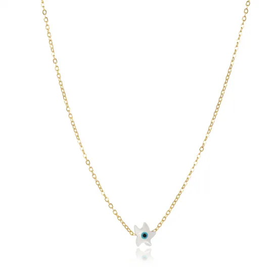 Mother Of Pearl Evil Eye 925 Sterling Silver Necklace