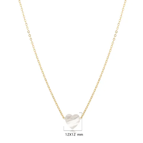 Mother Of Pearl Heart 925 Sterling Silver Necklace