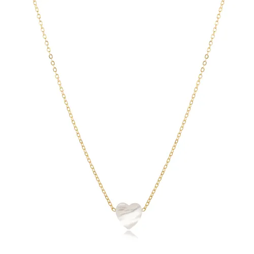 Mother Of Pearl Heart 925 Sterling Silver Necklace