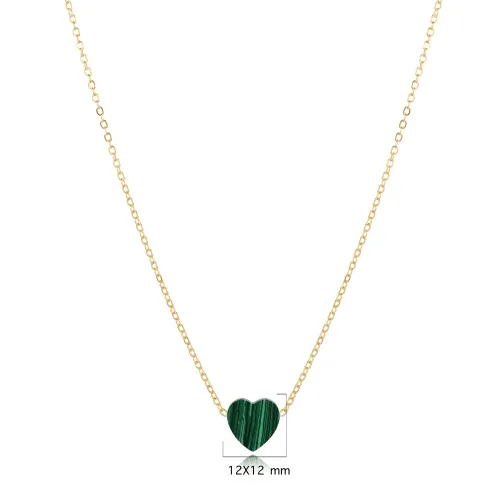 Malachite Heart 925 Sterling Silver Necklace