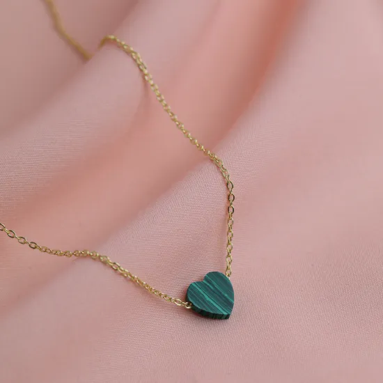 Malachite Heart Design 925 Charm Necklace Malachite Heart Design 925 Charm Necklace