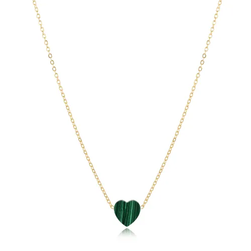 Malachite Heart 925 Sterling Silver Necklace