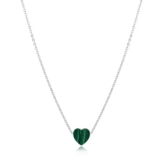 Malachite Heart Design 925 Charm Necklace Malachite Heart Design 925 Charm Necklace