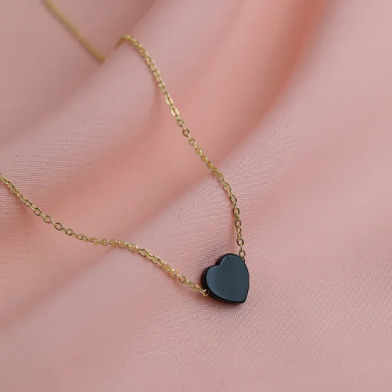 Turkish Onyx Heart 925 Sterling Silver Necklace