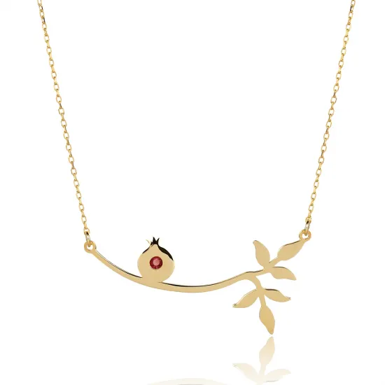 Ruby Pomegranate Branch 925 Sterling Silver Necklace Ruby Pomegranate Branch 925 Sterling Silver Necklace
