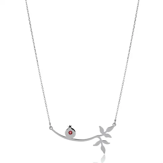Ruby Pomegranate Branch 925 Sterling Silver Necklace Ruby Pomegranate Branch 925 Sterling Silver Necklace
