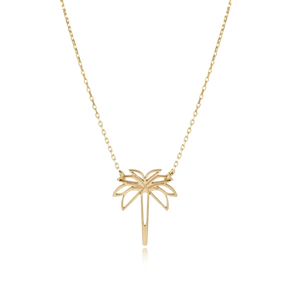 Plain Palm Tree 925 Sterling Silver Necklace