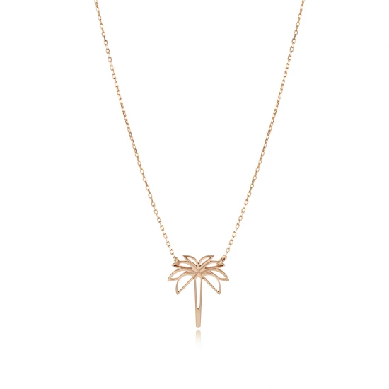 Plain Palm Tree 925 Sterling Silver Necklace