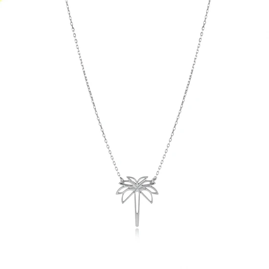 Plain Palm Tree 925 Sterling Silver Necklace