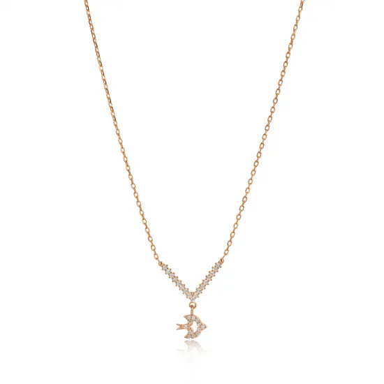 Fish Design CZ Stone Shape Charm Necklace Fish Design CZ Stone Shape Charm Necklace