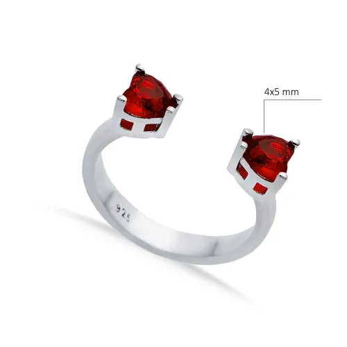 Garnet CZ Heart Adjustable 925 Sterling Silver Ring Garnet CZ Heart Adjustable 925 Sterling Silver Ring