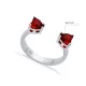 Garnet CZ Heart Adjustable 925 Sterling Silver Ring | 925 Sterling Silver Wholesale | Sade Silver Garnet CZ Heart Adjustable 925 Sterling Silver Ring - Sade 925 Silver Jewelry