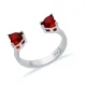 Garnet CZ Heart Adjustable 925 Sterling Silver Ring | 925 Sterling Silver Wholesale | Sade Silver Garnet CZ Heart Adjustable 925 Sterling Silver Ring - Sade 925 Silver Jewelry
