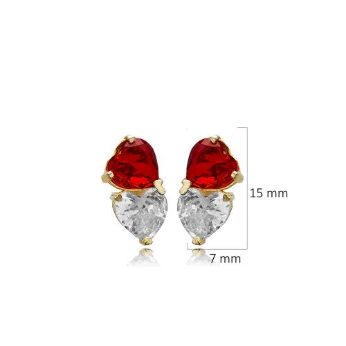 Garnet CZ Heart 925 Sterling Silver Earrings