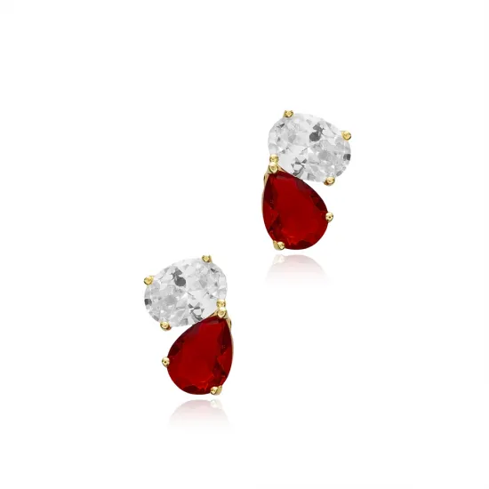 Garnet CZ Heart 925 Sterling Silver Earrings Garnet CZ Heart 925 Sterling Silver Earrings