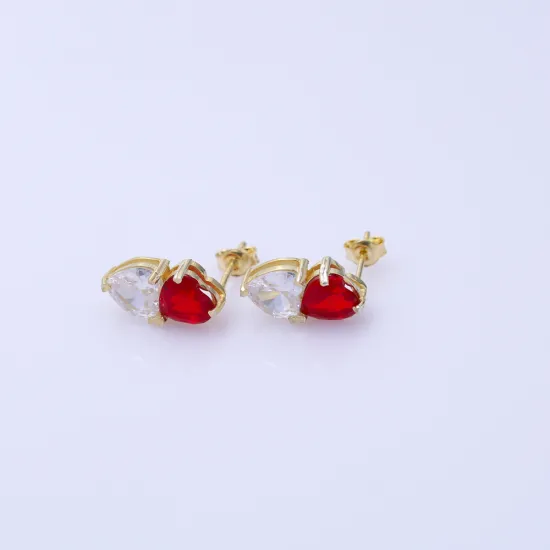 Garnet CZ Heart 925 Sterling Silver Earrings Garnet CZ Heart 925 Sterling Silver Earrings