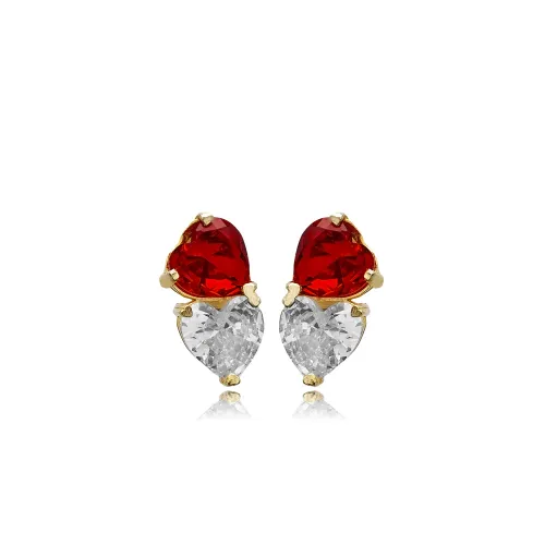 Garnet CZ Heart 925 Sterling Silver Earrings