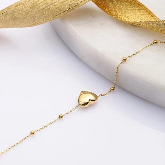 Plain Heart Ball Chain 925 Sterling Silver Bracelet Plain Heart Ball Chain 925 Sterling Silver Bracelet