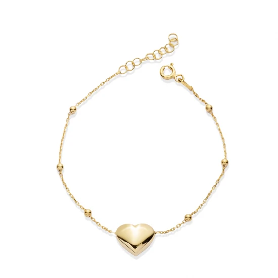 Plain Heart Ball Chain 925 Sterling Silver Bracelet Plain Heart Ball Chain 925 Sterling Silver Bracelet