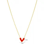 Heart Double Sided Red Enamel CZ 925 Silver Necklace